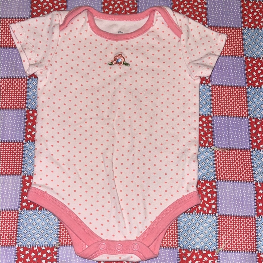 Pink Polka Dot Baby Onesie